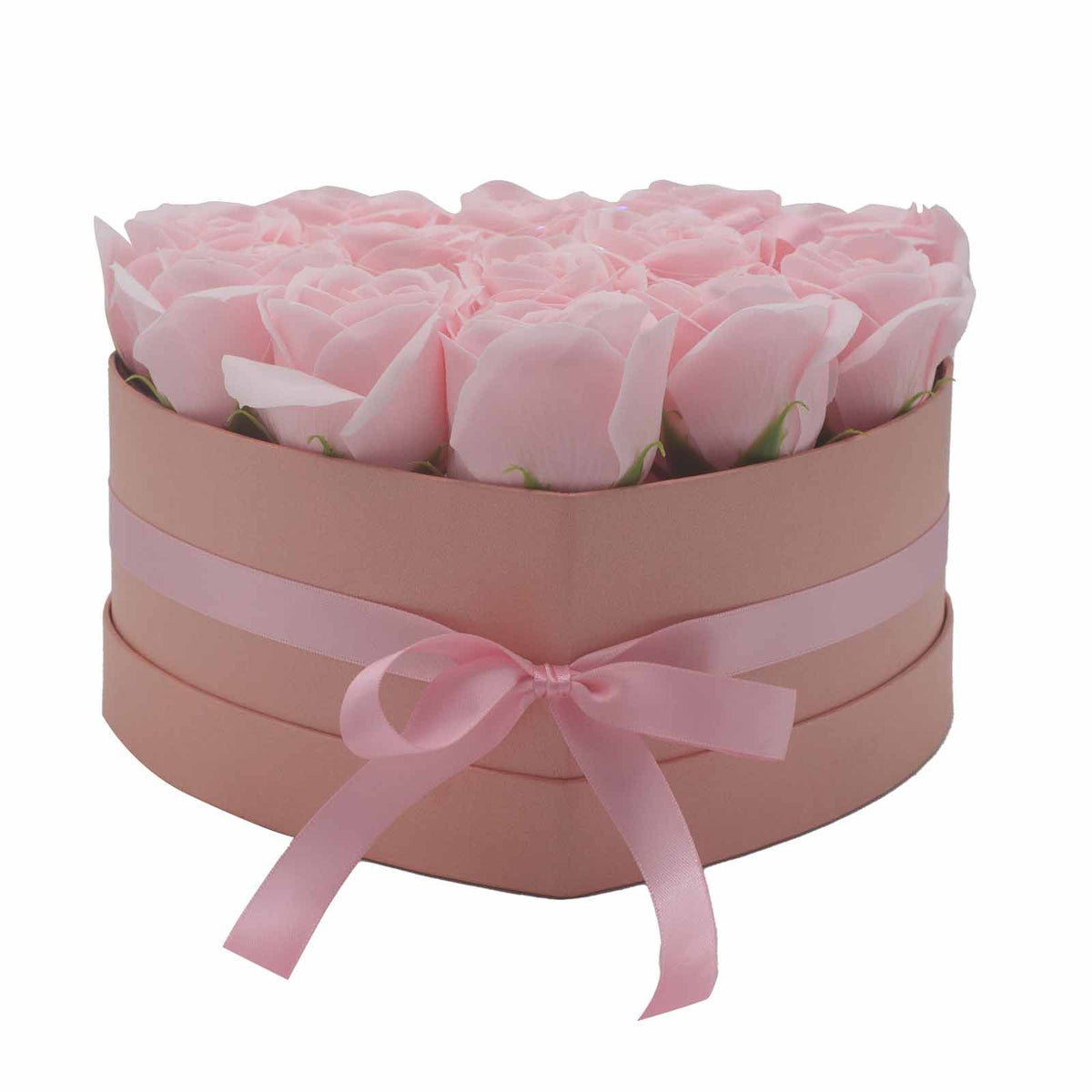 Seifenblumen-Geschenkstrauß - 13 rosa Rosen - Herz