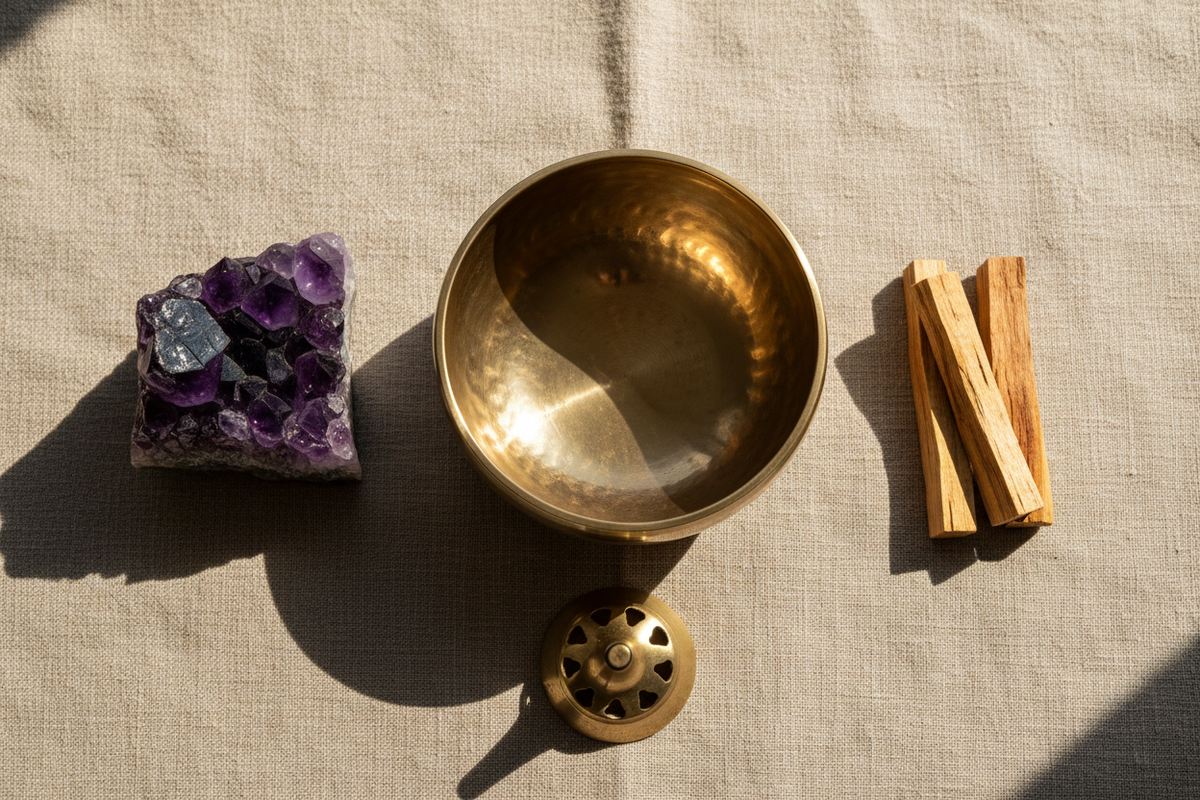 Flat lay spiritual tools